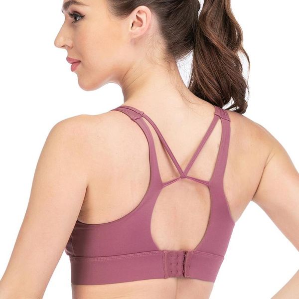 

gym clothing solid women sport bra beauty back push up fitness hollow out yoga high support underwear adjustable hem running top, White;black
