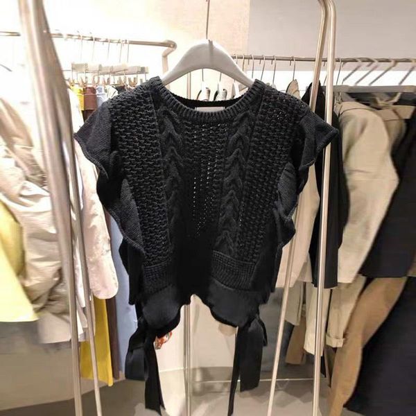 

women's sweaters [ewq] sweters mujer black clothes woman sleeveless simple fashion all-match ladies casual wear 2021 spring autumn, White;black