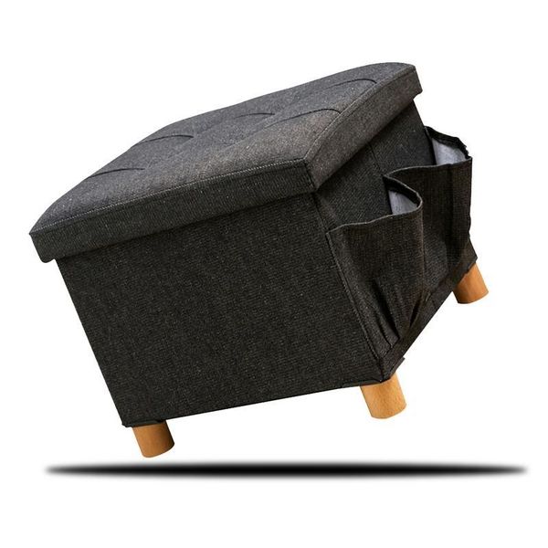 

storage boxes & bins denim fabric solid wood four footstool sided bag change shoe changing stool waterproof and moth proof