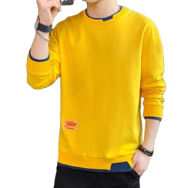 

men's hoodies & sweatshirts 2021 round neck sweater korean trend youth hoodless long sleeve t-shirt, Black