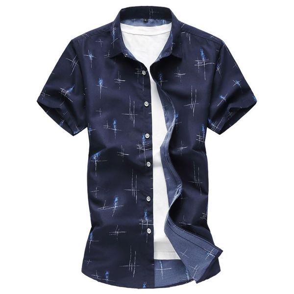 

plus size summer 2021 men short sleeve male shirt floral casual fashion camiseta masculina slim fit mens dress shirts men's, White;black