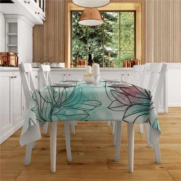 

table cloth leaves printed linen tablecloth waterproof oilproof rectangular wedding party kitchen tablecloths dining cover