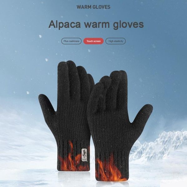 

cycling gloves winter knit touchscreen men &women warm elastic anti-slip for working driving outdoor, Black