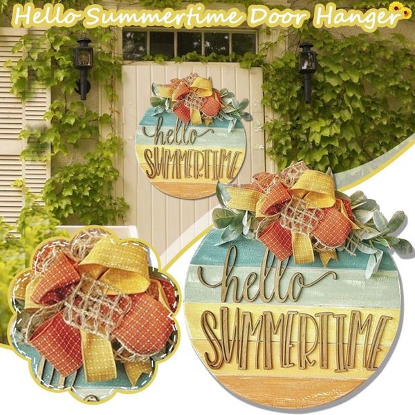 

decorative flowers & wreaths sumertime door hange wooden doorplate summer bow deco ration hanging yard art gardening decoration garland plat
