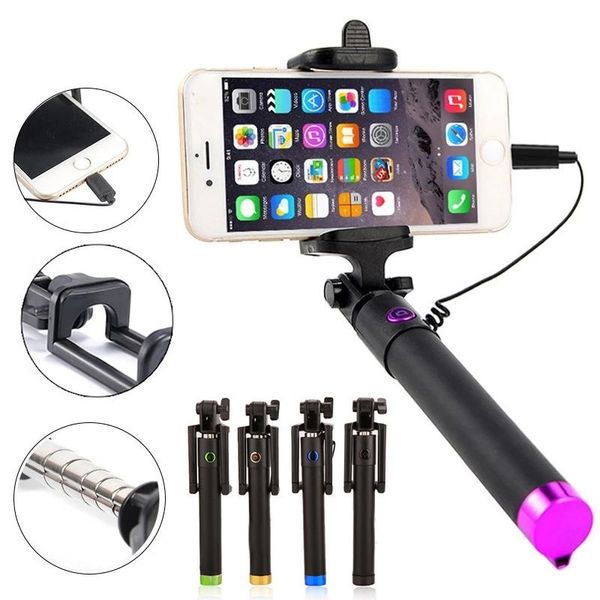 

selfie monopods wired selfiestick for 12 mini 11 pro max xr xs x se 2021 8 7 plus stick monopod extendable handheld selfy sticks