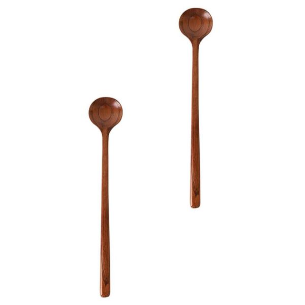 

spoons 2pcs wooden long handle soup spoon household stirring mixing