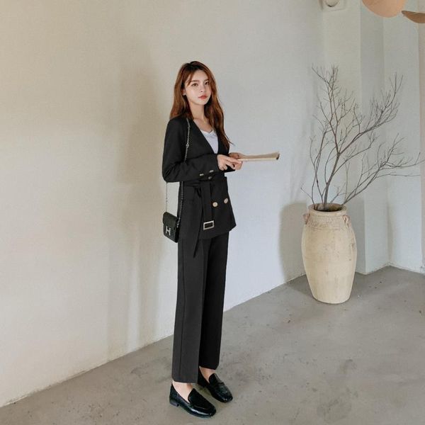 

piece set women autumn style fashion collarless suit female temperament commuter pants two women's, White