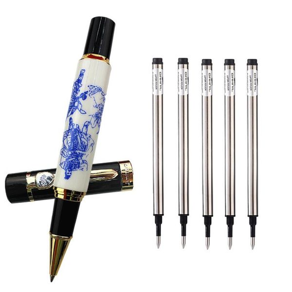 

gel pens jinhao office school stationery arrival 0.7 mm nib blue and white porcelain copper roller ball pen high-end gift