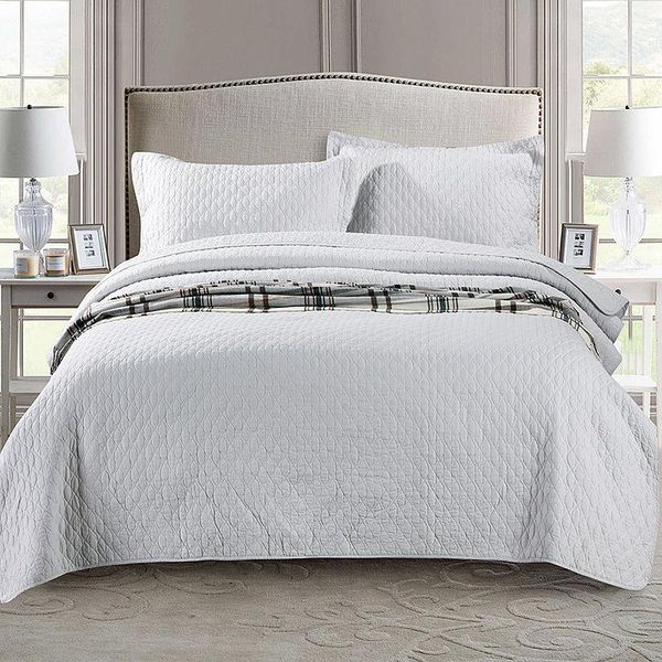 

comforters & sets chausub washed cotton quilt set 3pcs quality embroidery bed cover sheets quilted bedspread king size pillow shams coverlet