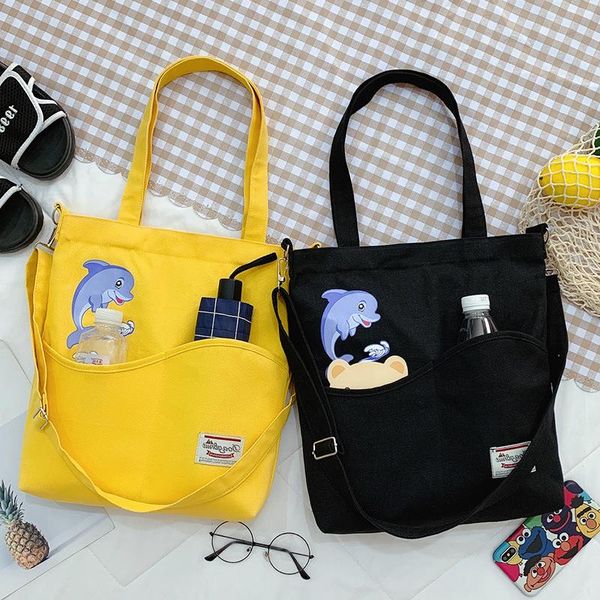 

style college student canvas bag female portable korean tutoring large capacity messenger class shoulder ihghw