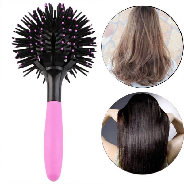 

hair brushes 360 degree round brush comb salon makeup ball blow drying solution monodisperse styling tool edge, Silver