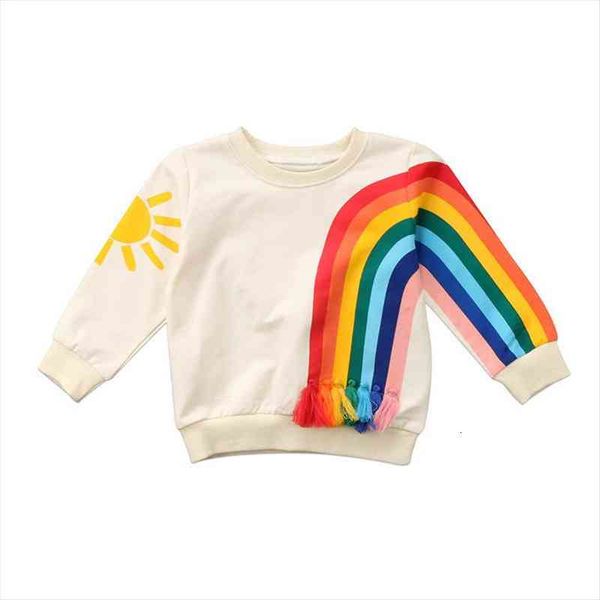 

rainbow hoodies baby girl tassel pullover children boy long sleeve cotton sweatshirts casual kids, Black
