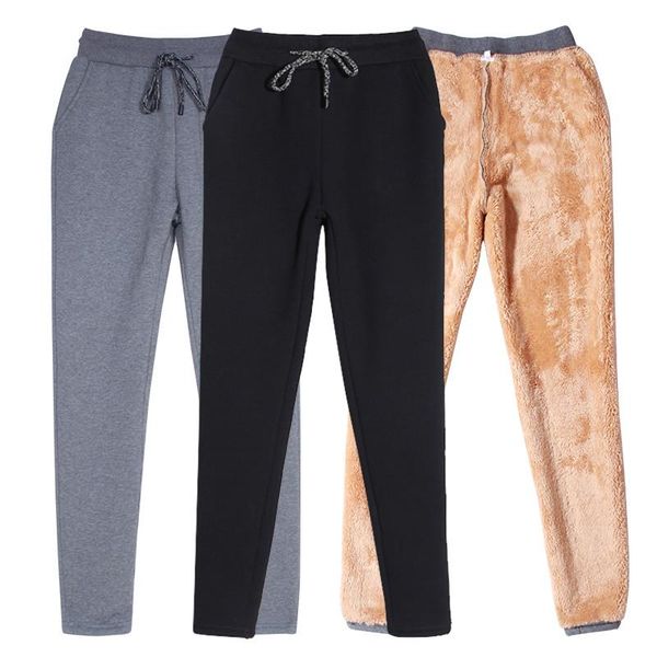

women's pants & capris women autumn winter fleece warm cotton harem long sweatpants plus size 5xl velvet thick lambs wool hk232, Black;white