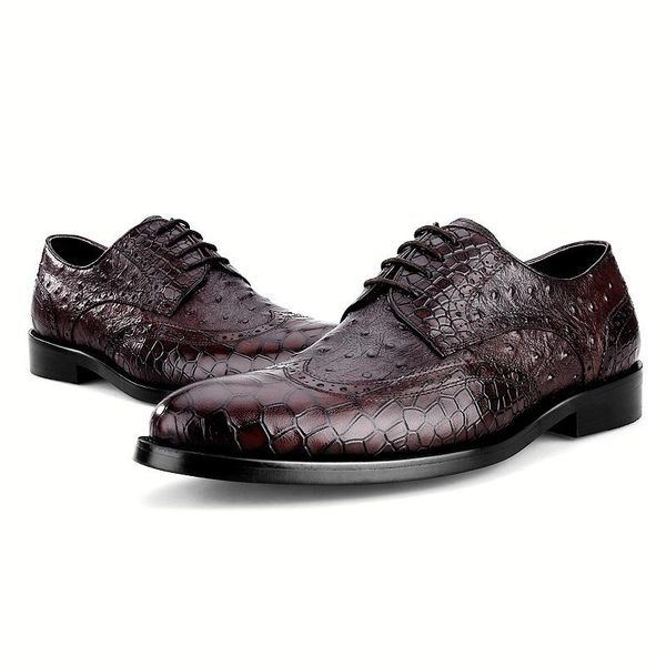 

dress shoes crocodile grain black / brown oxfords groom mens business genuine leather wedding male social