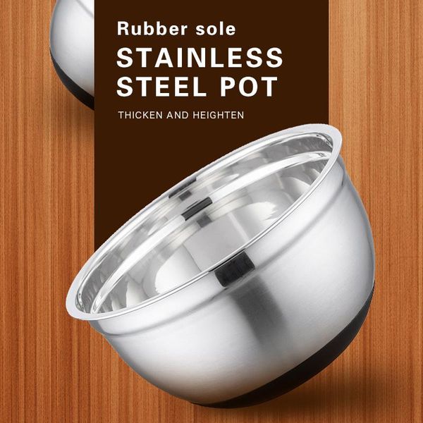 

bowls stainless steel mixing bowl ergonomic non-slip silicone bottom egg mixer salad storage kitchen cooking tools