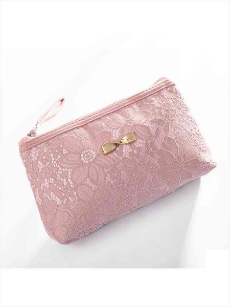 

girls lace design cosmetic bags women daily use makeup bags for girls fashion bow-knot zipper women cosmetics bag 801-1