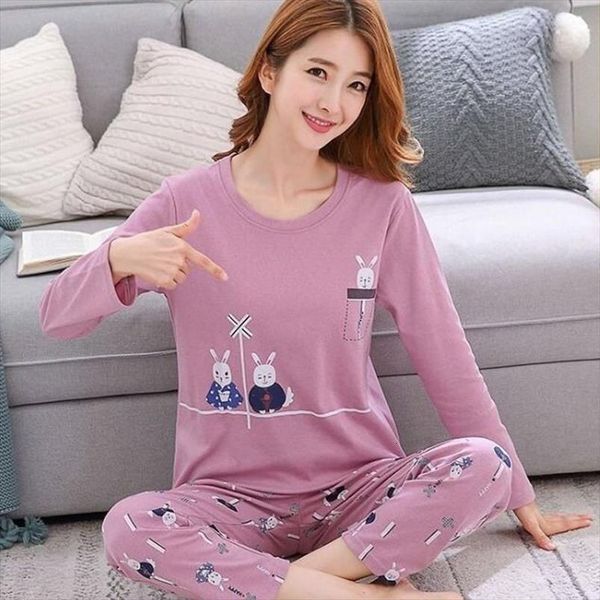 

spring cartoon cute pijama women sleepwear set lovely pattern pajama thin pijamas mujer, Black;red