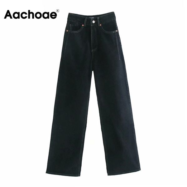 

women loose casual cotton mom jeans 2021 streetwear zipper fly wide leg denim trousers solid high waist cowboy pants, Black;white