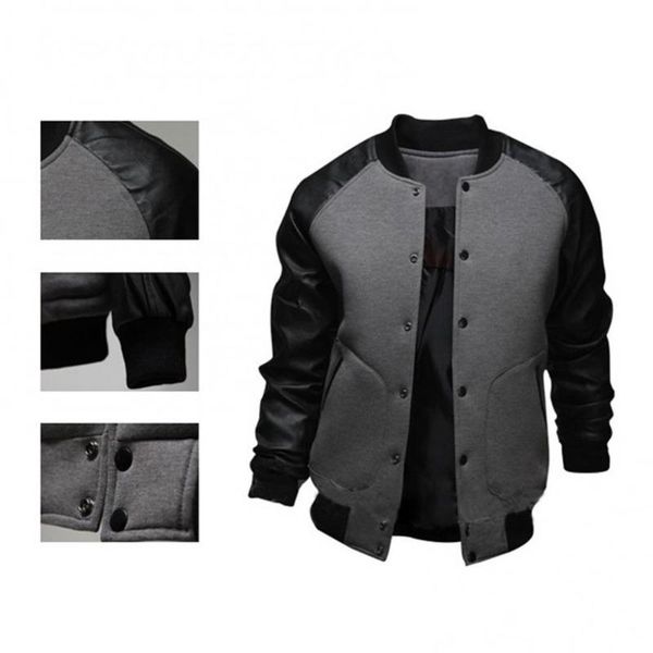 

men's jackets autumn men long raglan sleeve color block varsity jacket buttons pocket coat, Black;brown