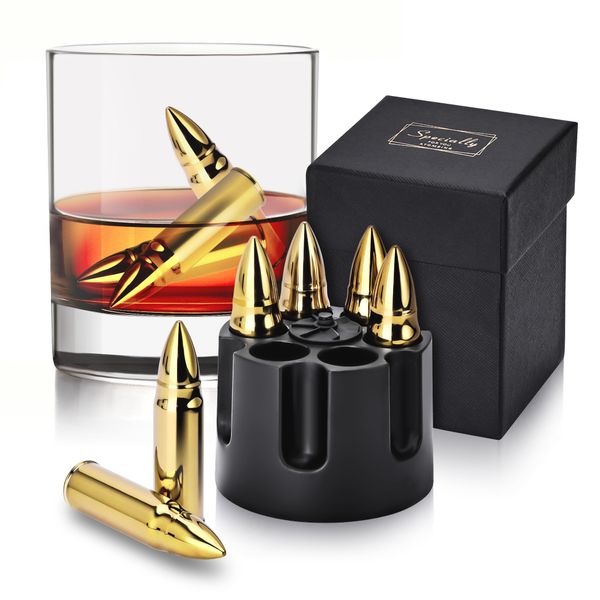 

whiskey stones reusable metal bullet ice cube,cool gifts for men, christmas stocking stuffers for men,unique birthday gifts for him,boyfrien