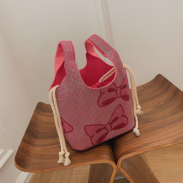 

evening bags colorful diamond bowknot vegetable basket bucket bag 2021 fashion ladies luxury glittering rhinestone portable vest