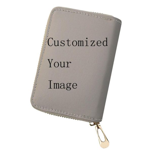 

card holders customized s pu leather purse any image is available the only need a picture i will do design for you, Brown;gray