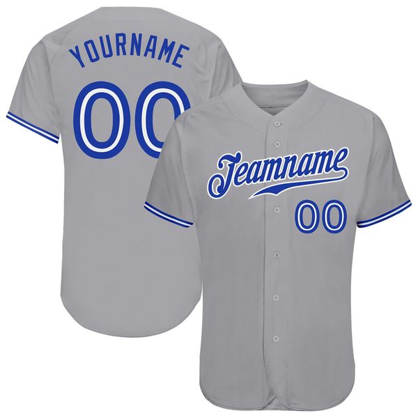 

custom gray royal-white-007 authentic baseball jersey, Blue;black