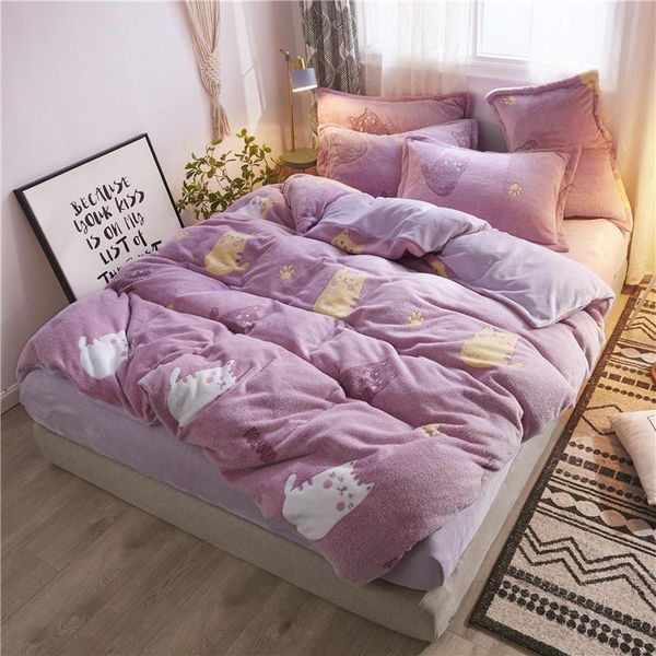 

sheets & sets 2021 snow fleece four-piece sheet flannel duvet cover crystal