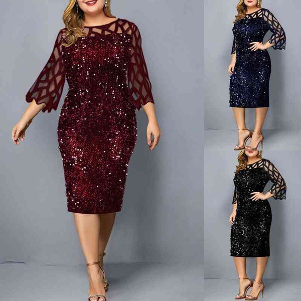 

elegant ladies mesh stitching small split dress 3 colors women dress sequins for outdoor, Black;gray