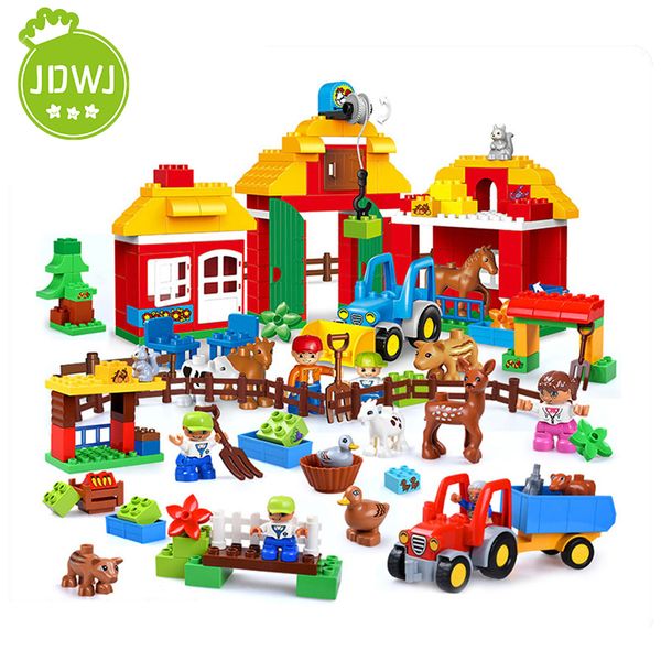 

big size educational building blocks happy farm figures set assemble bricks toy for children gift compatible all brands friend