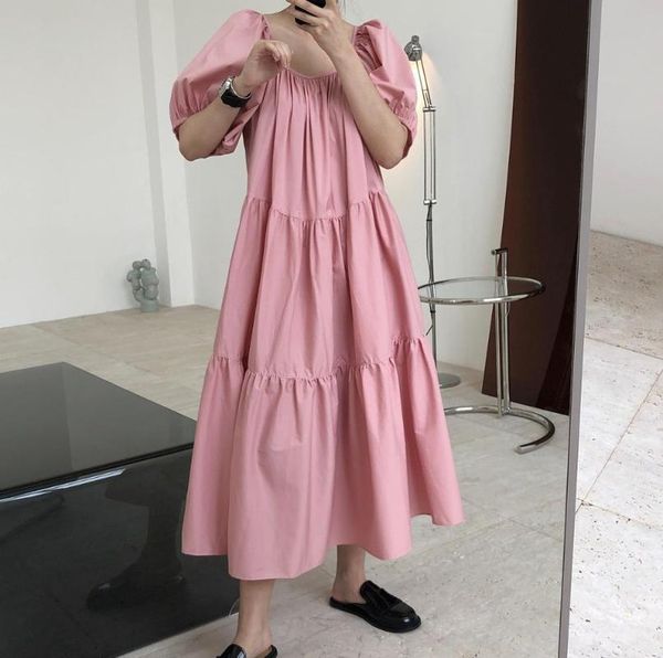 

casual dresses woman elegant cotton long baby doll dress, Black;gray