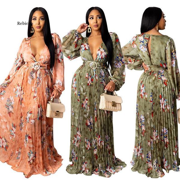

casual dresses african pleated women 2021 summer long maxi dress ladies loose vestidos evening party robe femme plus size, Black;gray