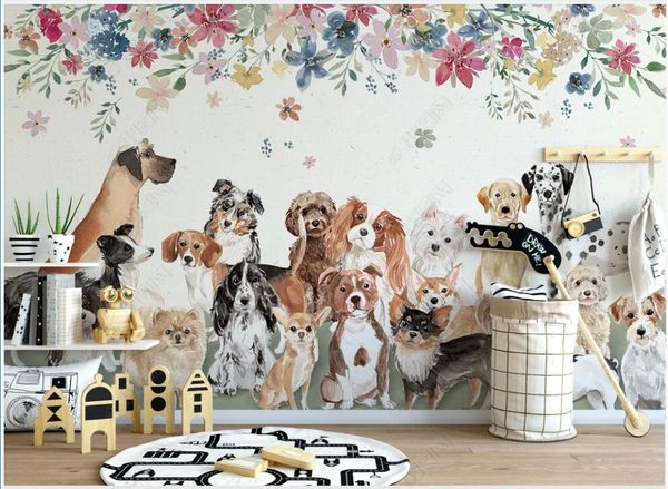 

wdbh 3d p wallpaper custom mural creative cute group of puppies flower children's room home decor 3d wall murals wallpapers for walls 3