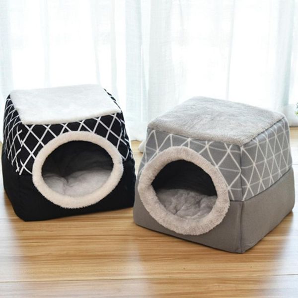 

cat beds & furniture 2in1 cat's house pet bed for dog folding cave nest puppy comfort product supplies