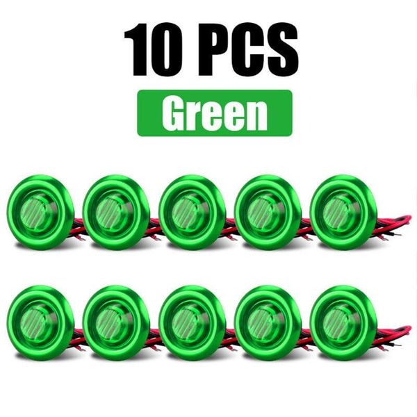 

emergency lights 10pcs car green 3/4'' round led 12v 24v side marker 2 wire fit for truck trailer equippments parts
