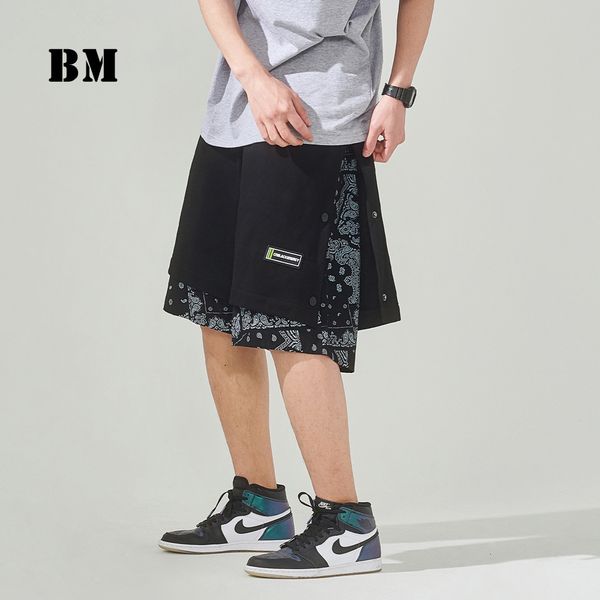 

men's shorts summer fashion fake two piece basketball sports men clothing korean hip hop sweatpants streetwear harajuku casual pan, White;black