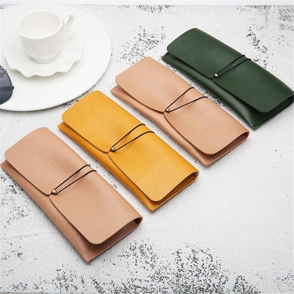 

pencil bags soft pu leather simple fashion sunglasses holder large capacity case pen glasses storage carry bag