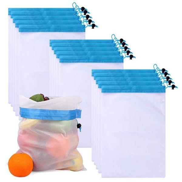 

storage bags 15pcs reusable barcode scanable see through safe mesh bagsvegetable for fresh vegetables