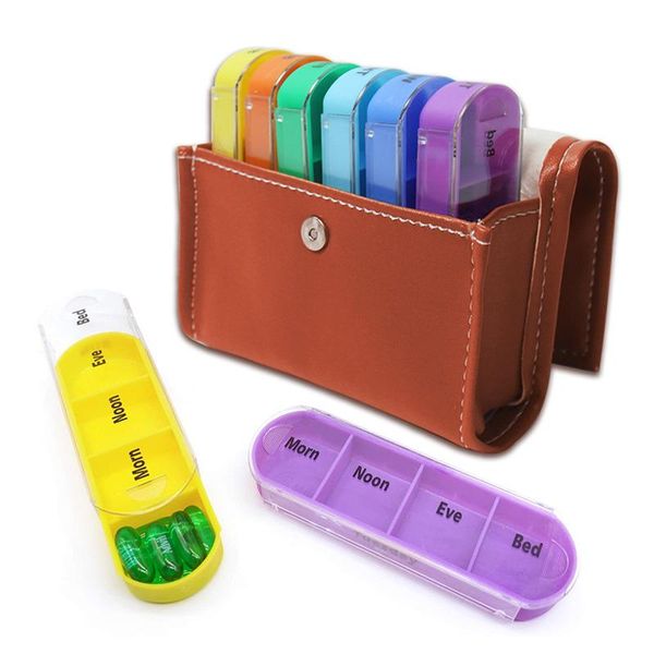 

storage bags portable food grade plastic 7 days worth of pills notebook travel weekly organizer case