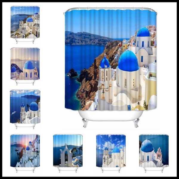 

musife custom greece shower curtain waterproof bathroom polyester fabric curtains