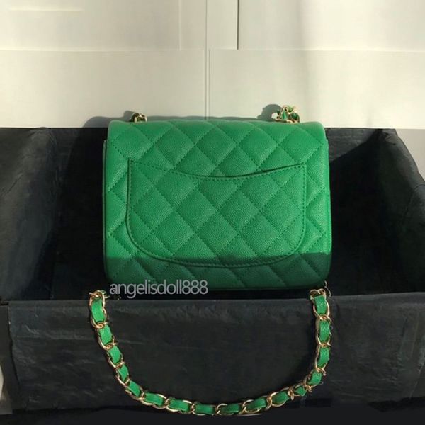 

woman wallet purse mini square classic flap bag with date code box black calfskin caviar genuine leather chain shoulder crossbody bags