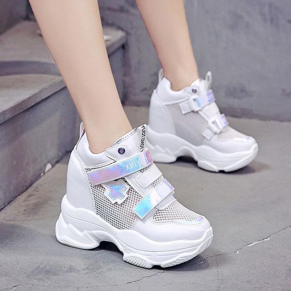 

women high platform shoes summer mesh breathable height increased 10cm thick sole trainers bling sneakers b122 sandals, Black