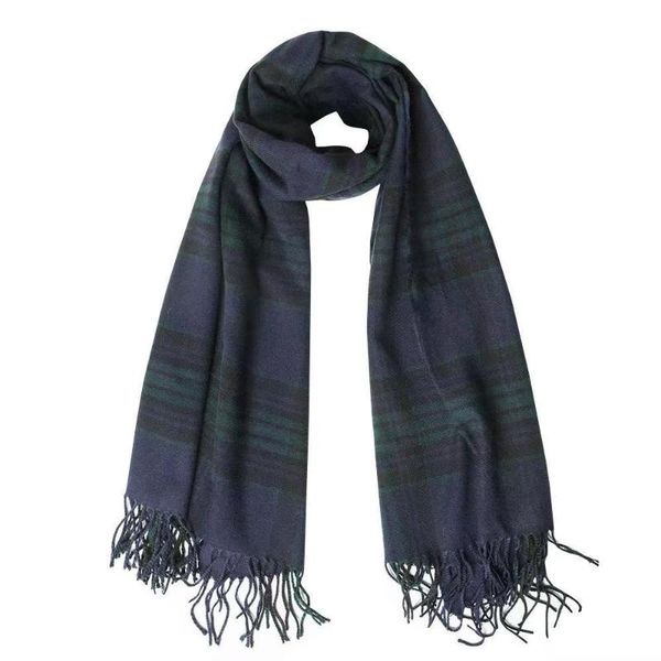 

hats, scarves & gloves sets ladies imitation cashmere long double-sided black plaid geometric pattern autumn and winter shawl all-match thic, Blue;gray