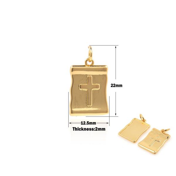 

charms irregular rectangle cross pendant christian jewelry diy making supplies accessories gold filling religion, Bronze;silver