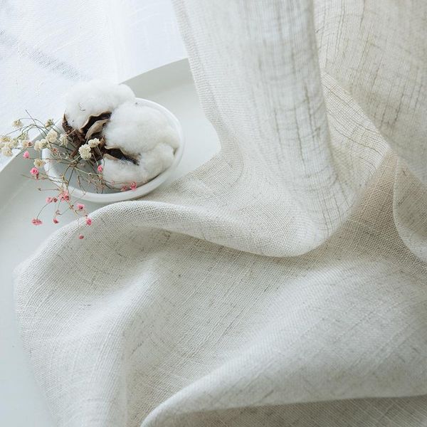 

japanese style beige white cotton gauze curtains for living room bedroom modern window screen voile panel home decor ad187h curtain & d drap