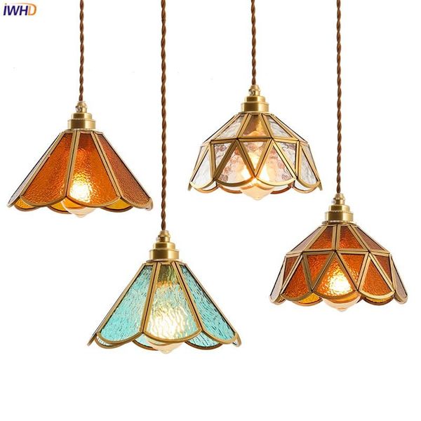 

pendant lamps iretro creative small chandelier brass glass aisle lamp porch bar dining room balcony bed