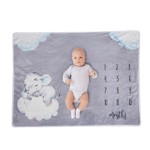 

baby monthly record growth milestone blanket born flannel swaddle wrap cloth r7rb blankets & swaddling