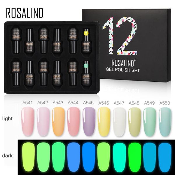 

nail art kits rosalind manicure set vernis semi permanent luminous color gel polish hybrid varnishes 12pcs/lot