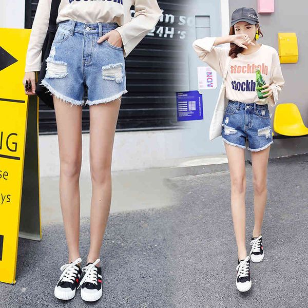 

broken white waistline tall breeches in korean shorts. loose students show thin size big long leg, warm pants., Blue