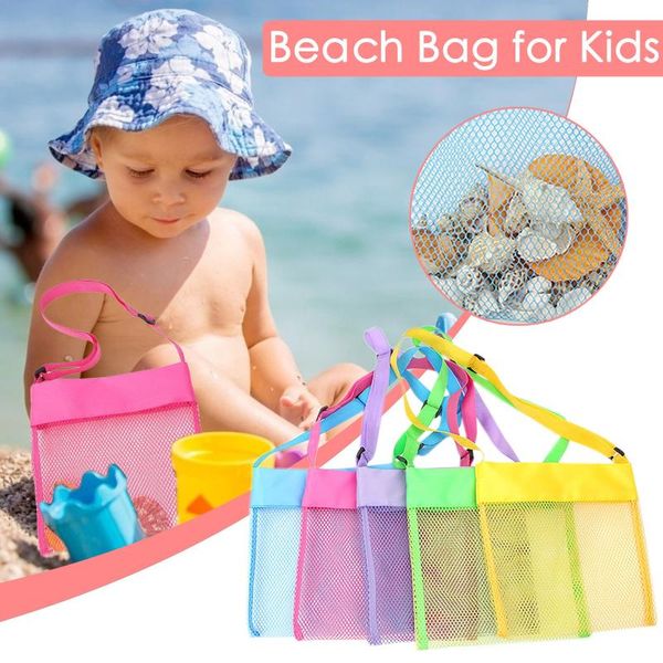 

party favor children's beach bag toy storage color mesh breathable sea shell bags adjustable carrying straps swimming tool